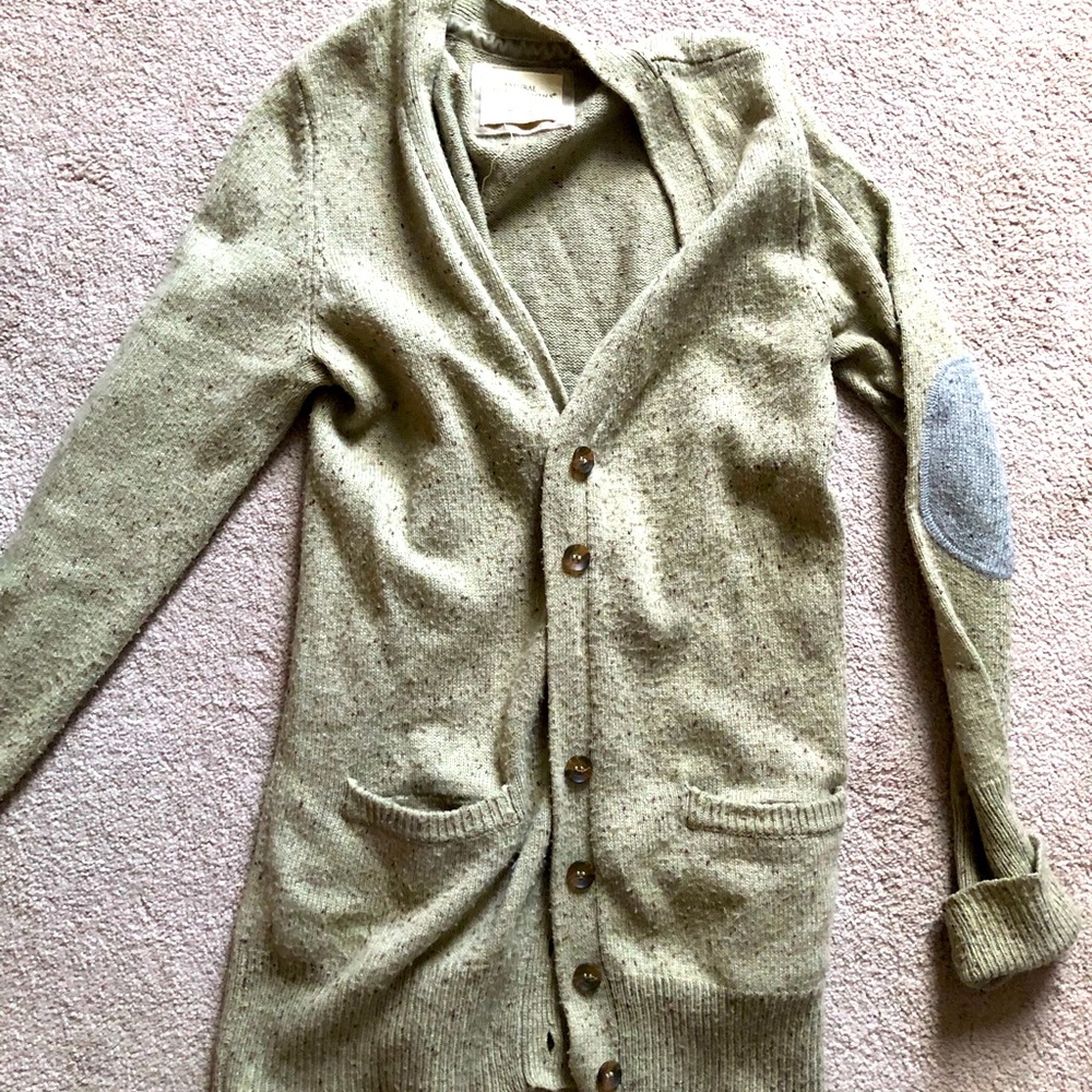 Natural reflections long cardigan. Size large with elbow patches